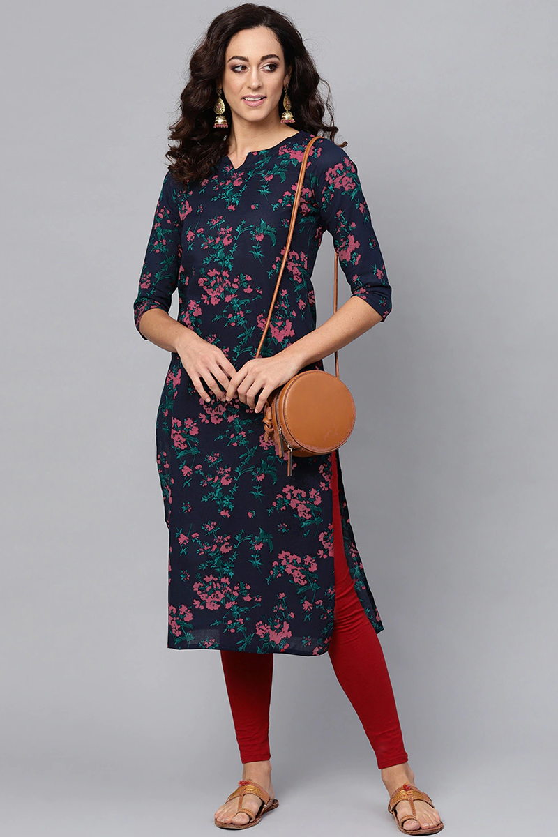 Floral Printed Bell Sleeved Short Kurti – Rui Boutique Mumbai